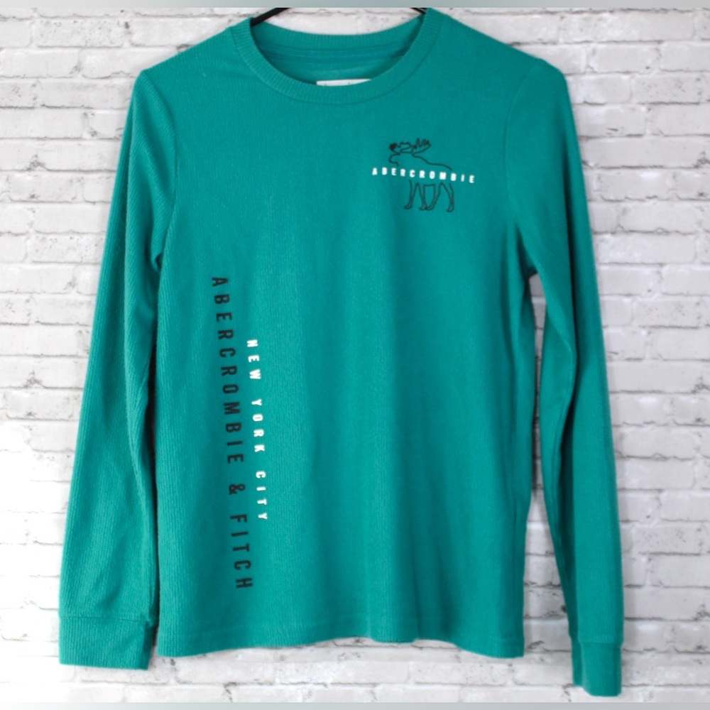 Abercrombie Kids Size 13/14 Youth Waffle Thermal Long Sleeve T Shirt Green